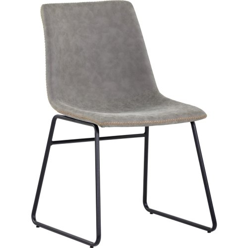 Cal Dining Chair in Antique Grey on Black Steel Base (Set of 2)